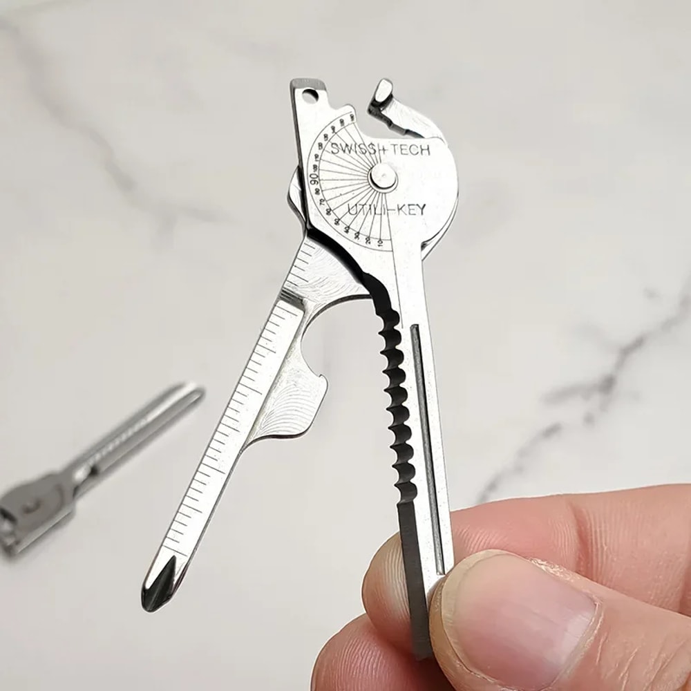 Compact Multi Tool Keychain Portable EDC Survival Gadget with Screwdriver Bottle Opener