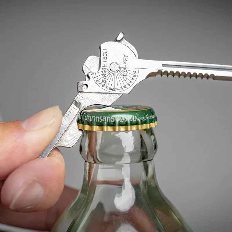 Compact Multi Tool Keychain Portable EDC Survival Gadget with Screwdriver Bottle Opener