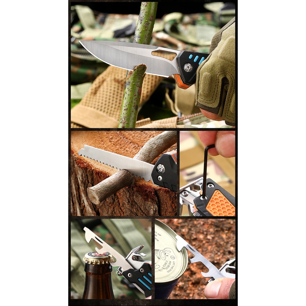 Multifunctional Folding Knife EDC Tool for Camping Hiking Survival