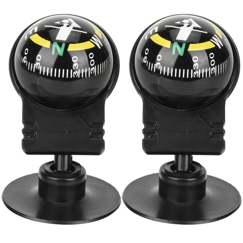 Adjustable Car Dashboard Compass Ball with Suction Mount Portable Car Compass for Navigation & Outdoor Driving