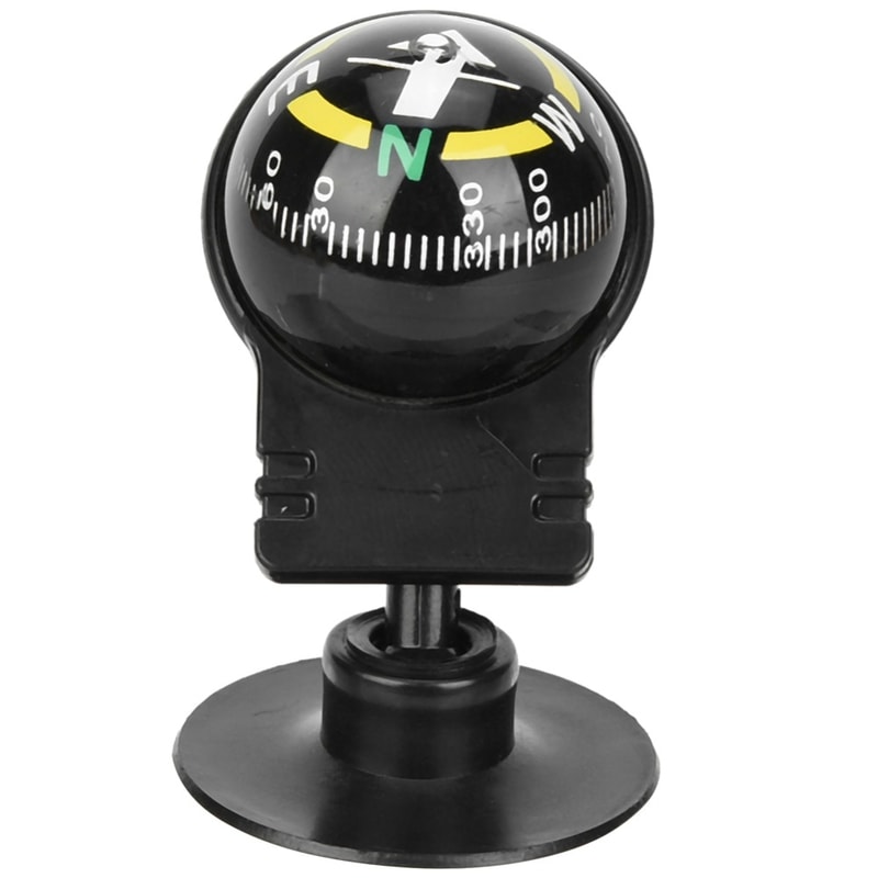 Adjustable Car Dashboard Compass Ball with Suction Mount Portable Car Compass for Navigation & Outdoor Driving