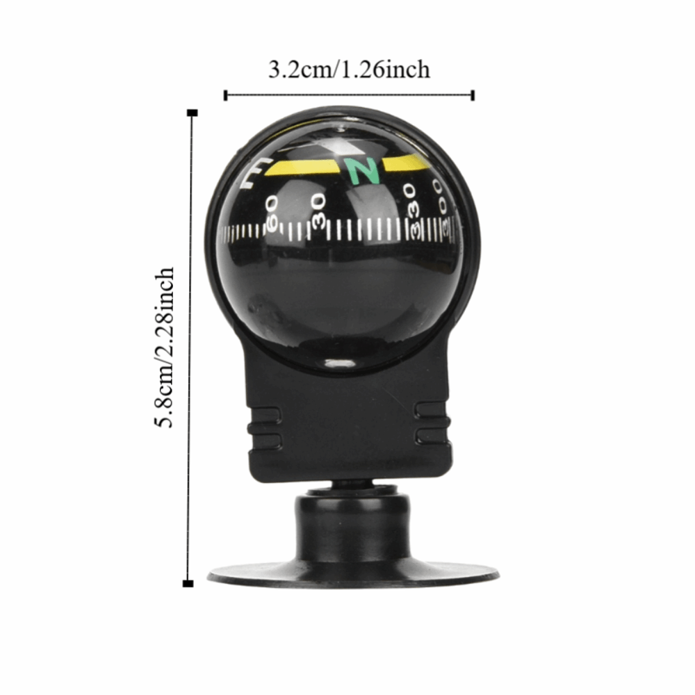 Adjustable Car Dashboard Compass Ball with Suction Mount Portable Car Compass for Navigation & Outdoor Driving