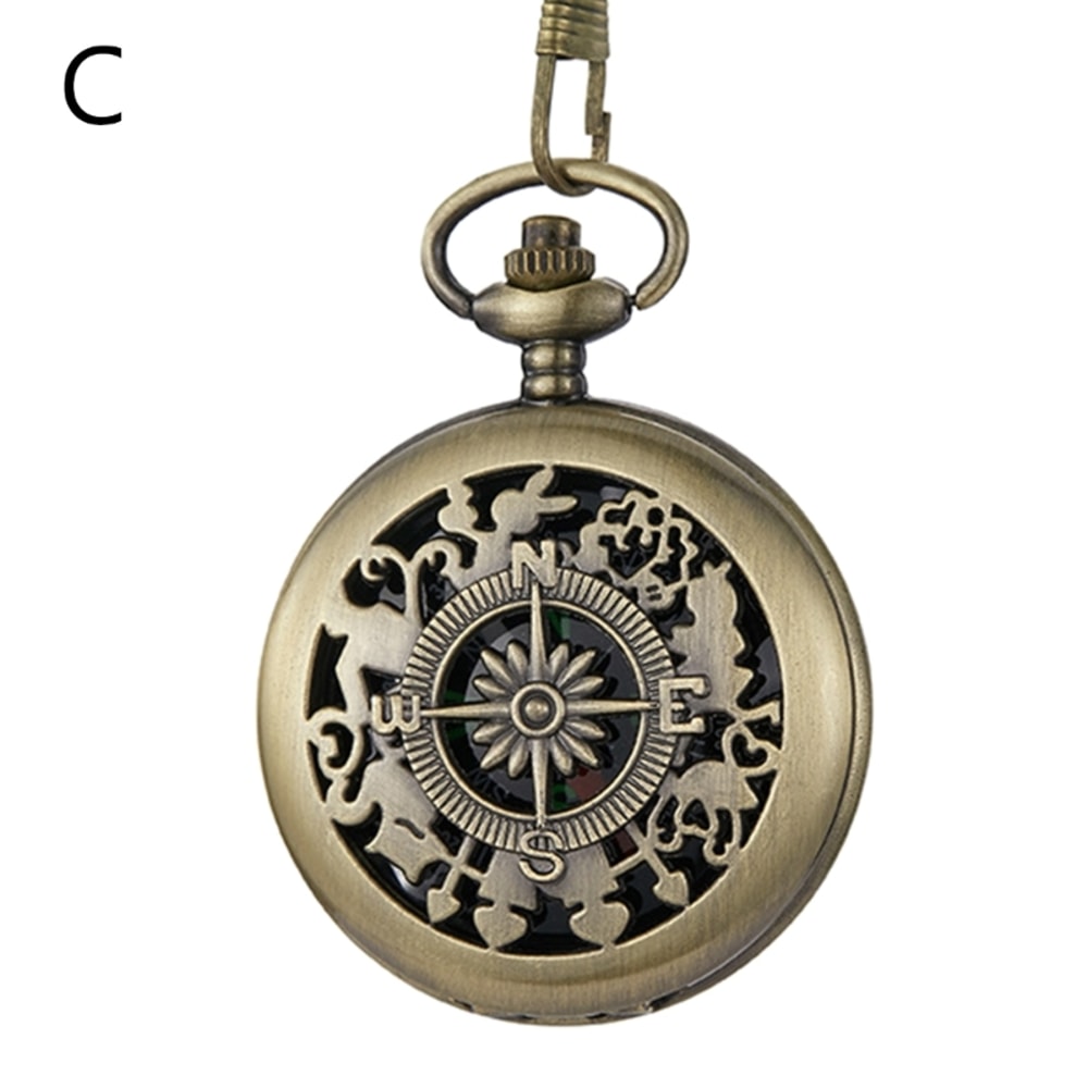 Vintage Bronze Pocket Watch Compass Retro Compass Pocket Watch for Hiking & Survival Navigation
