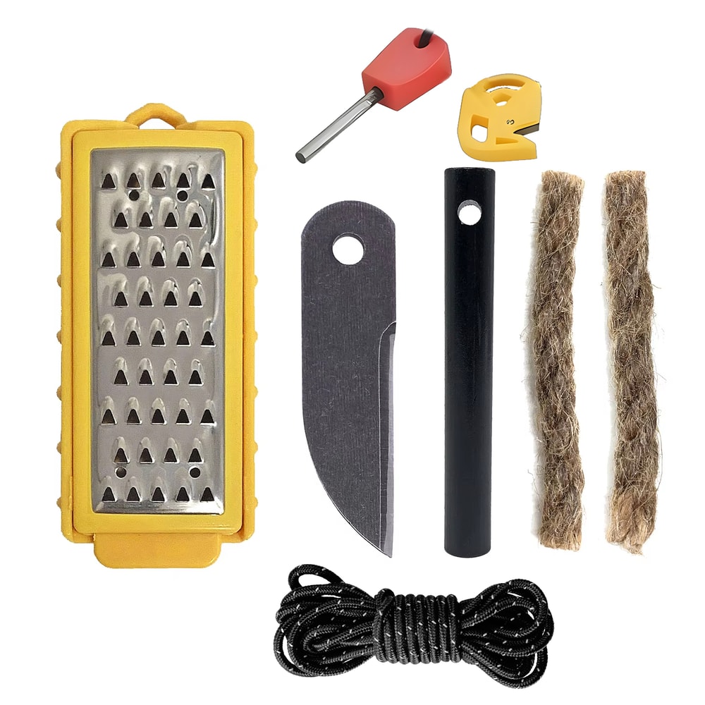 Outdoor Fire Starter Kit with Flint Steel Survival Tool Compact Emergency Camping Fire Kit