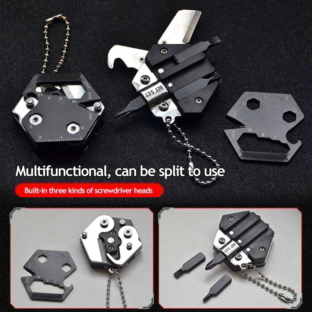 Mini EDC Multitool Keychain Screwdriver with Folding Knife and Hex Wrench