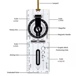multifunction map compass tool folding hiking compass ruler waterproof navigation guide