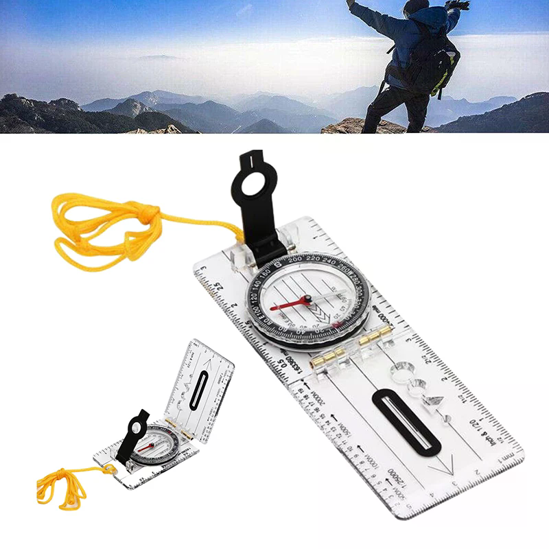 Multifunction Map Compass Tool Folding Hiking Compass Ruler Waterproof Navigation Guide