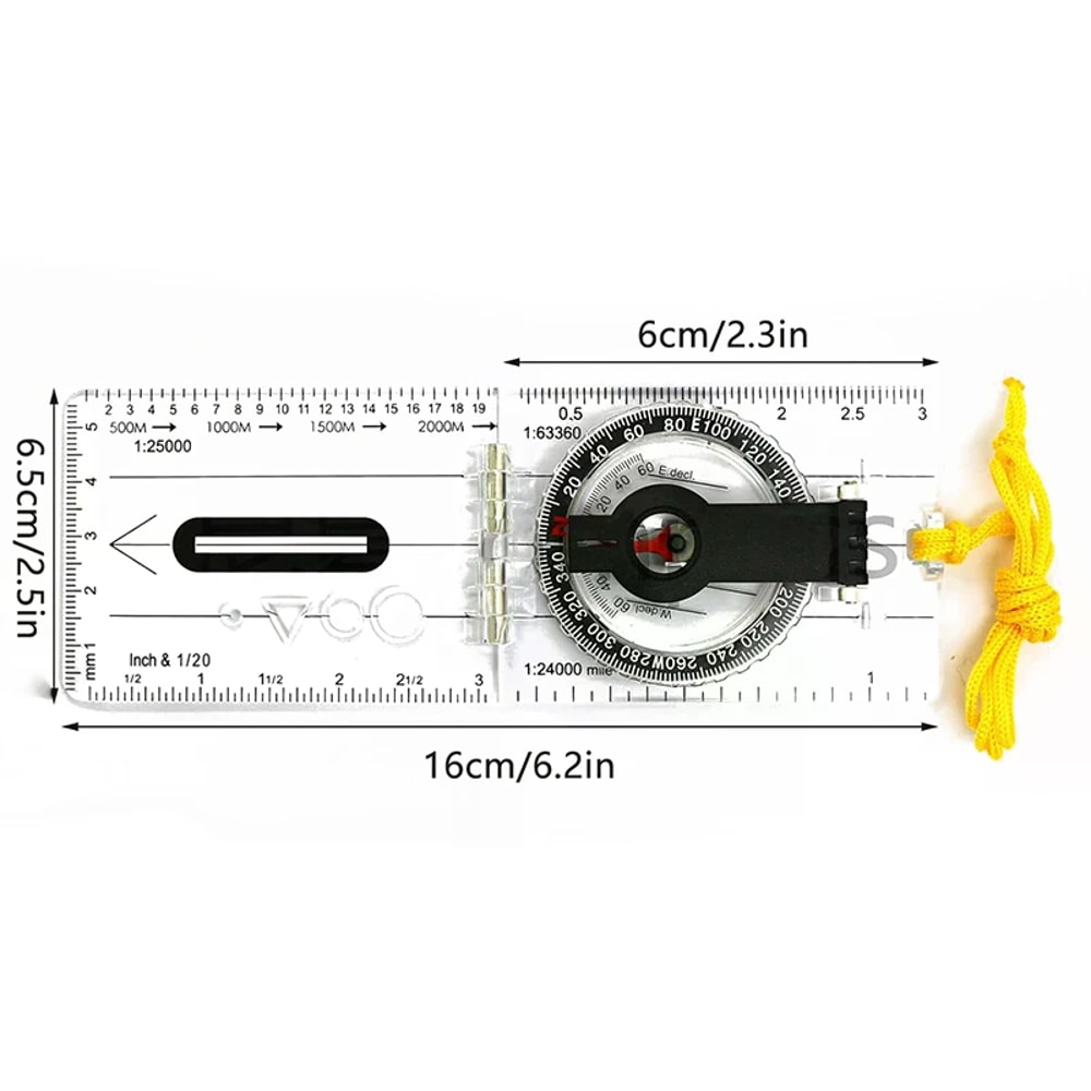 Multifunction Map Compass Tool Folding Hiking Compass Ruler Waterproof Navigation Guide