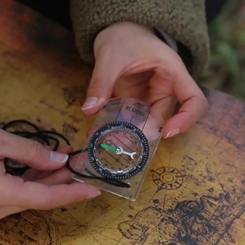 Mini Portable Compass Map Ruler for Hiking Camping Survival Navigation Tool