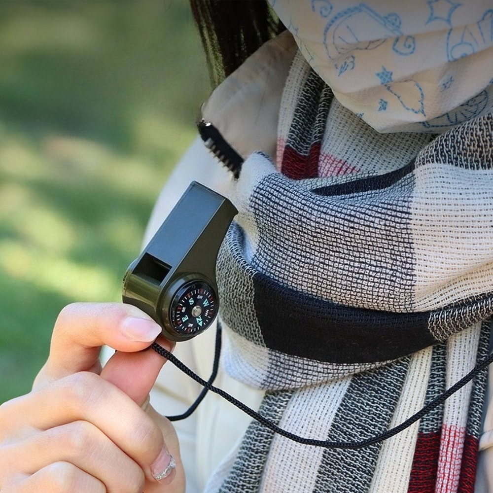 Emergency Survival Whistle with Compass and Thermometer Outdoor Safety Gear