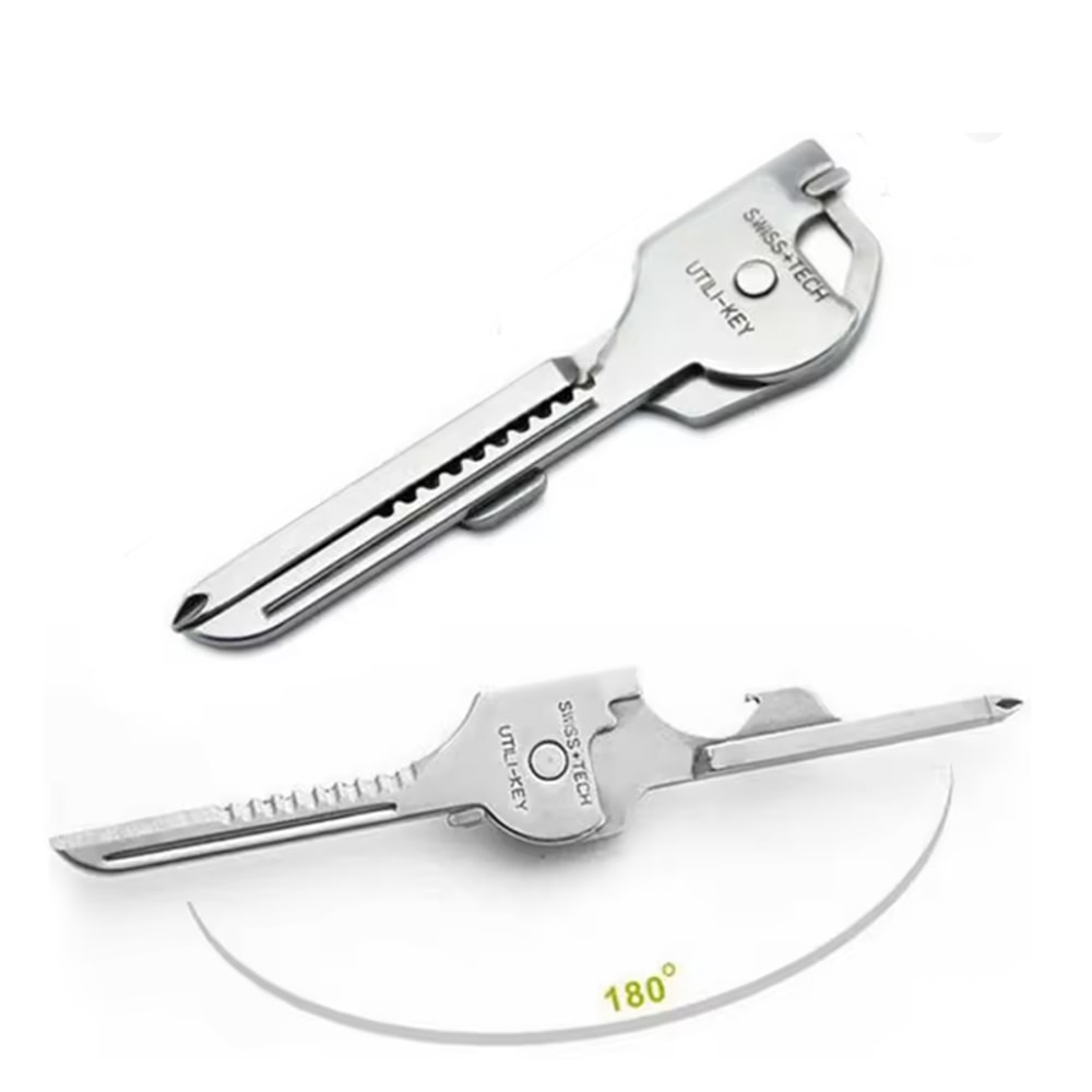 Stainless Steel Multitool Keychain Compact EDC Survival Tool with Screwdriver for Outdoor and Everyday Use