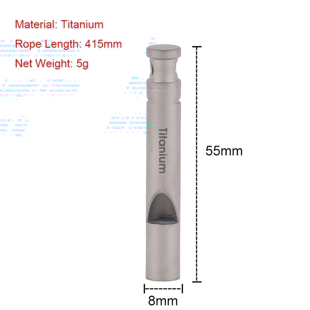 Titanium Emergency Survival Whistle High Decibel Outdoor Safety Whistle with Cord