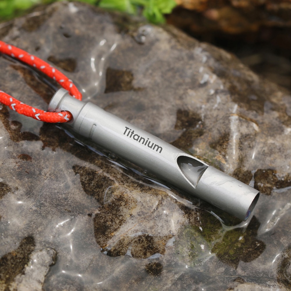 Titanium Emergency Survival Whistle High Decibel Outdoor Safety Whistle with Cord