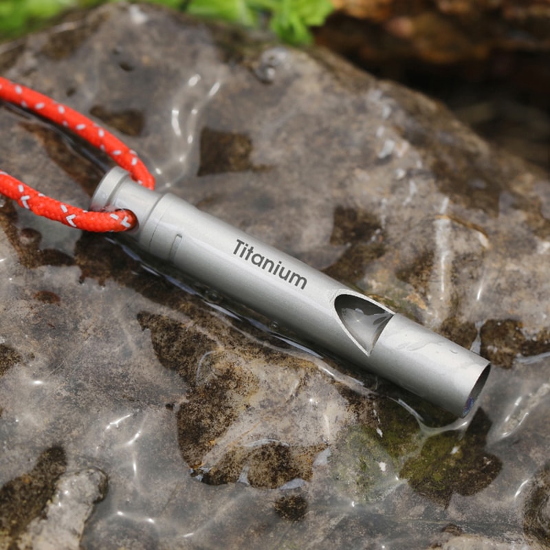Titanium Emergency Survival Whistle High Decibel Outdoor Safety Whistle with Cord