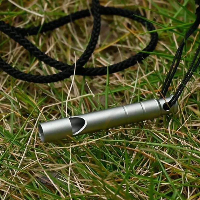 Titanium Emergency Whistle High Decibel Survival Tool with Lanyard for Hiking Camping EDC