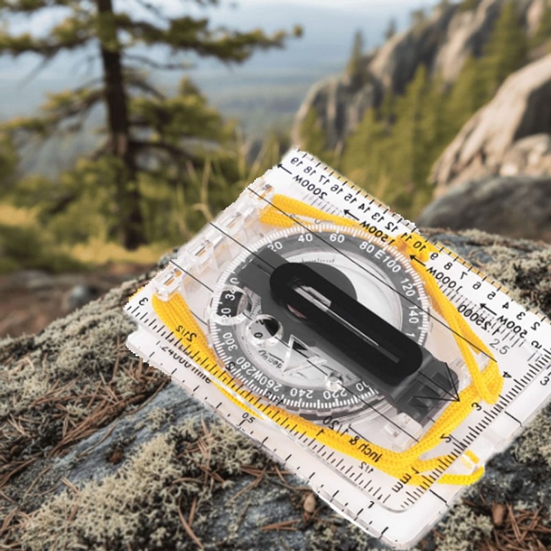 Lightweight Orienteering Compass with Ruler & Neck Strap for Hiking Navigation