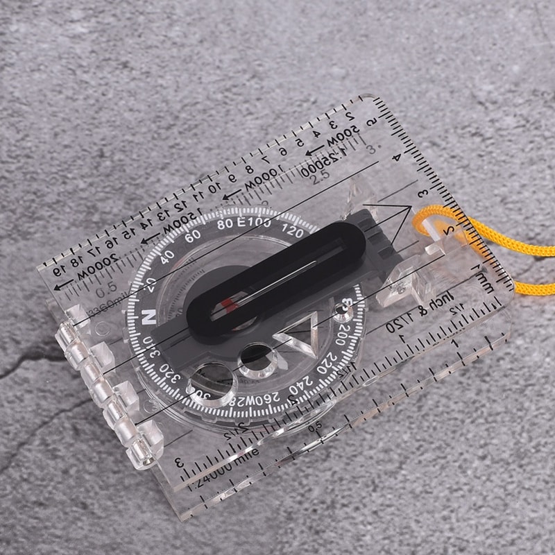 Lightweight Orienteering Compass with Ruler & Neck Strap for Hiking Navigation