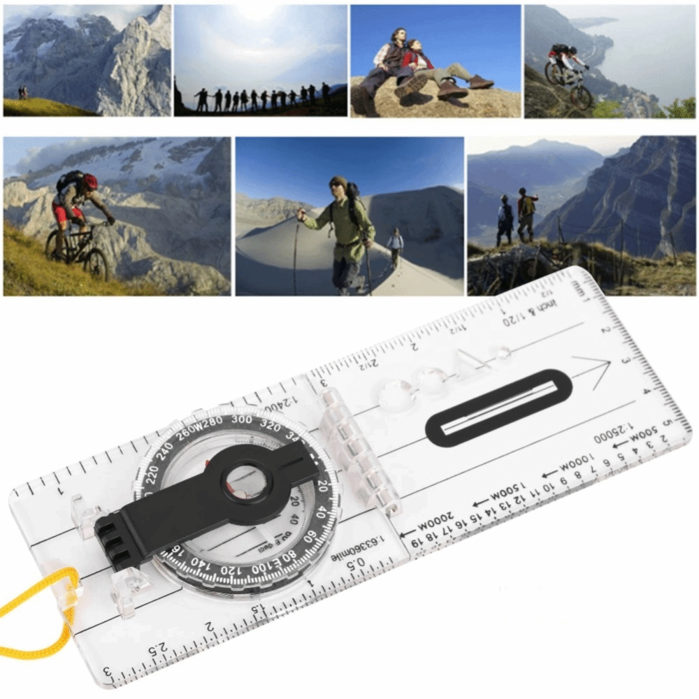 Lightweight Orienteering Compass with Ruler & Neck Strap for Hiking Navigation
