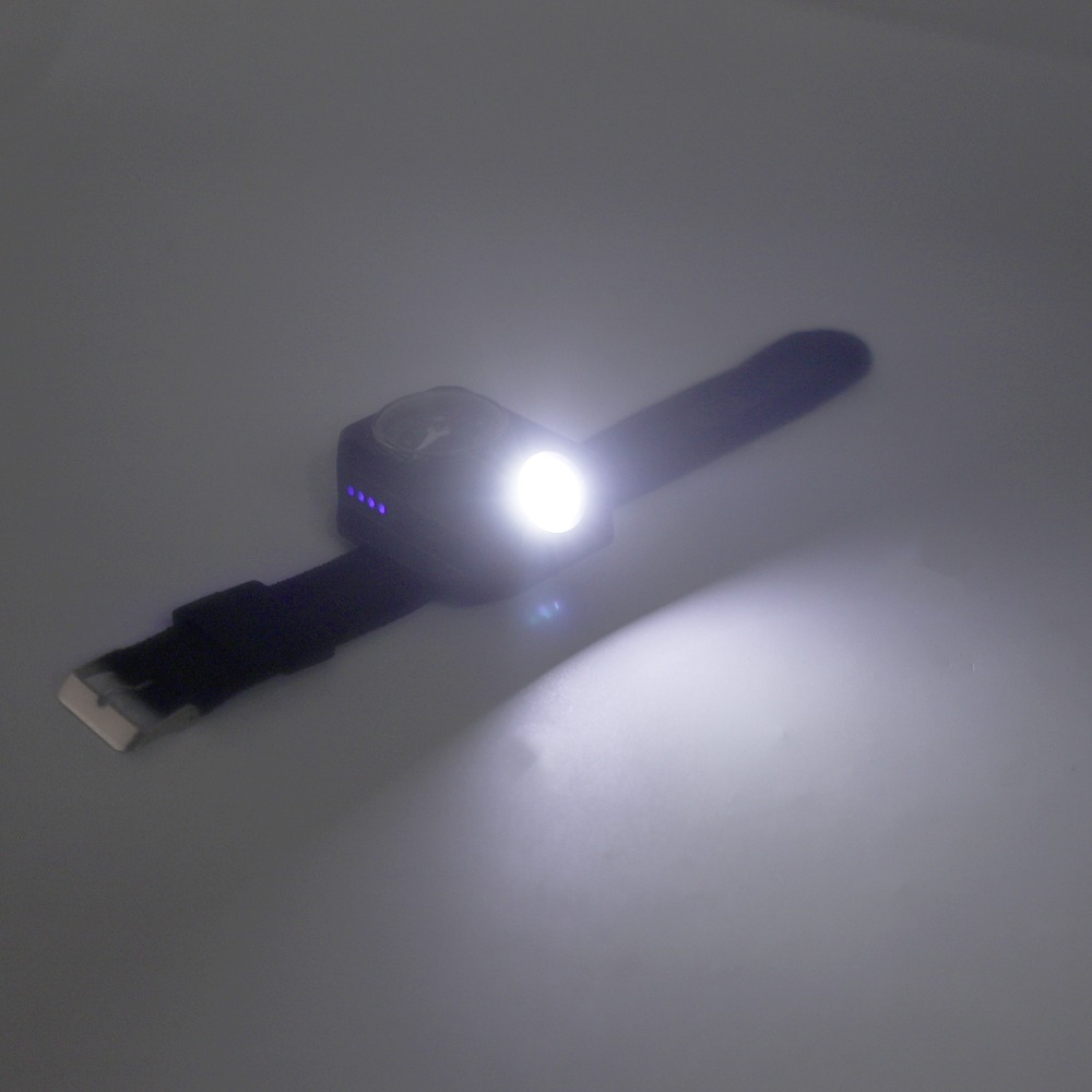 Rechargeable Wrist Flashlight with Compass Waterproof Hands-Free Camping Watch Light
