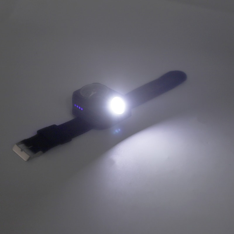 Rechargeable Wrist Flashlight with Compass Waterproof Hands-Free Camping Watch Light