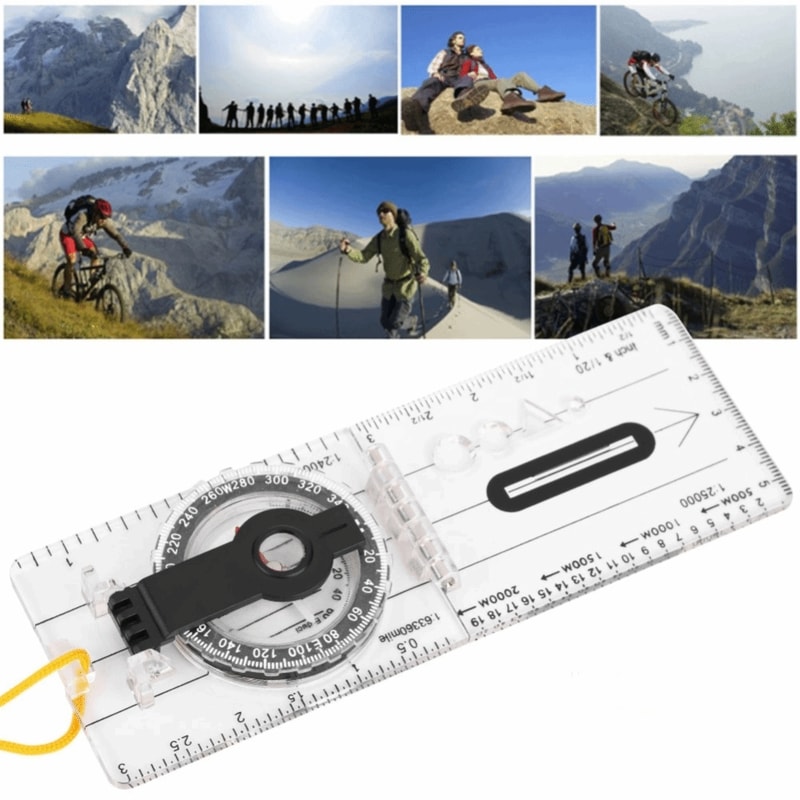 Lightweight Orienteering Compass with Ruler and Strap for Map Navigation and Hiking