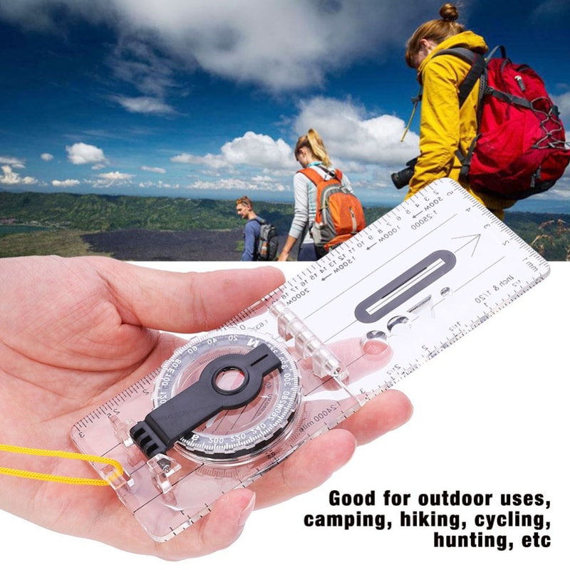Lightweight Orienteering Compass with Ruler and Strap for Map Navigation and Hiking
