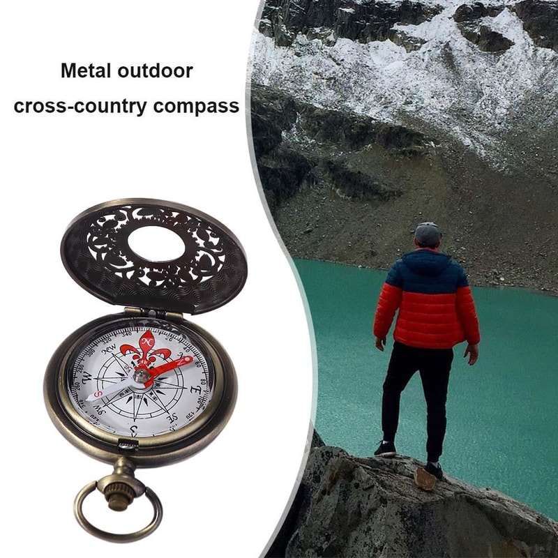 Vintage Bronze Pocket Compass for Hiking Navigation Outdoor Adventure Gift