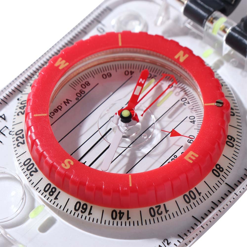 Lightweight Waterproof Camping Compass with LED Light and Adjustable Declination Base