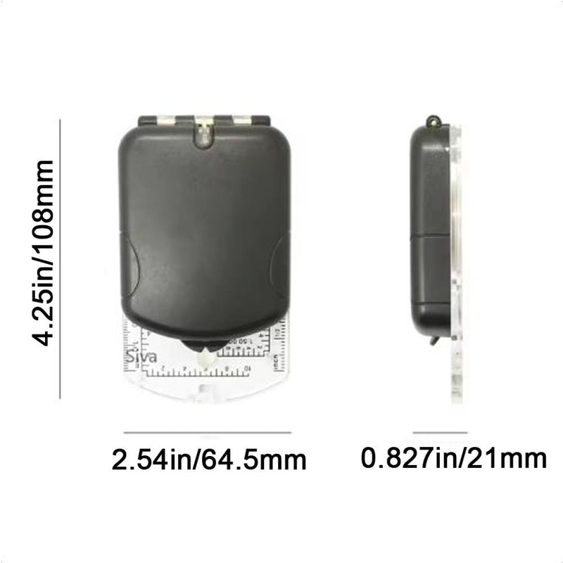 Lightweight Waterproof Camping Compass with LED Light and Adjustable Declination Base