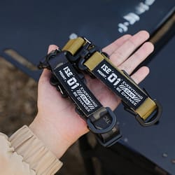 tactical molle hanging strap organizer with carabiner clips for camping hiking gear