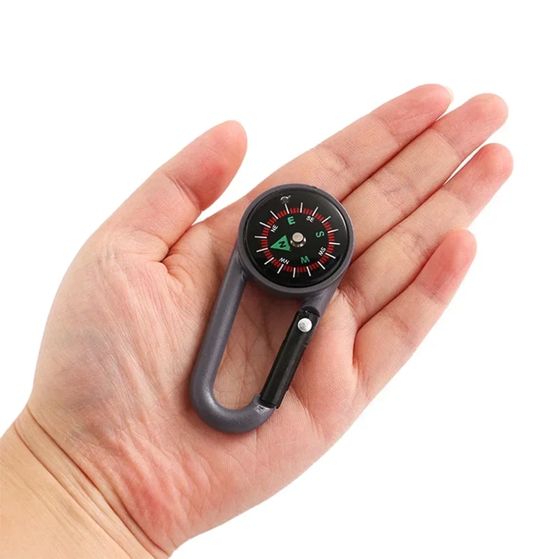 Mini Compass Carabiner Keychain for Hiking Survival Gear Outdoor Navigation Tool