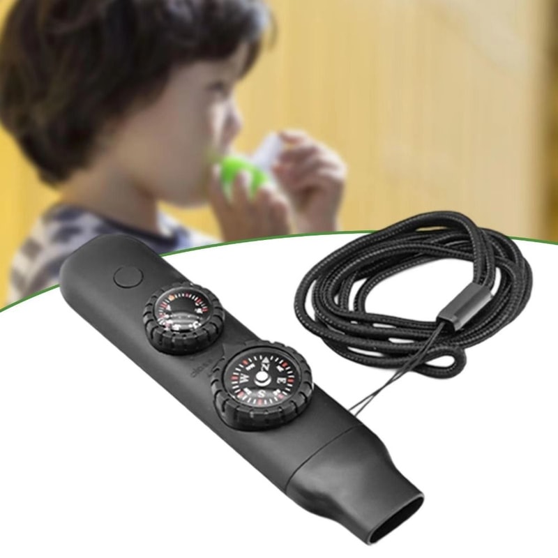 Emergency Survival Whistle with Compass Flashlight High Decibel Safety Tool