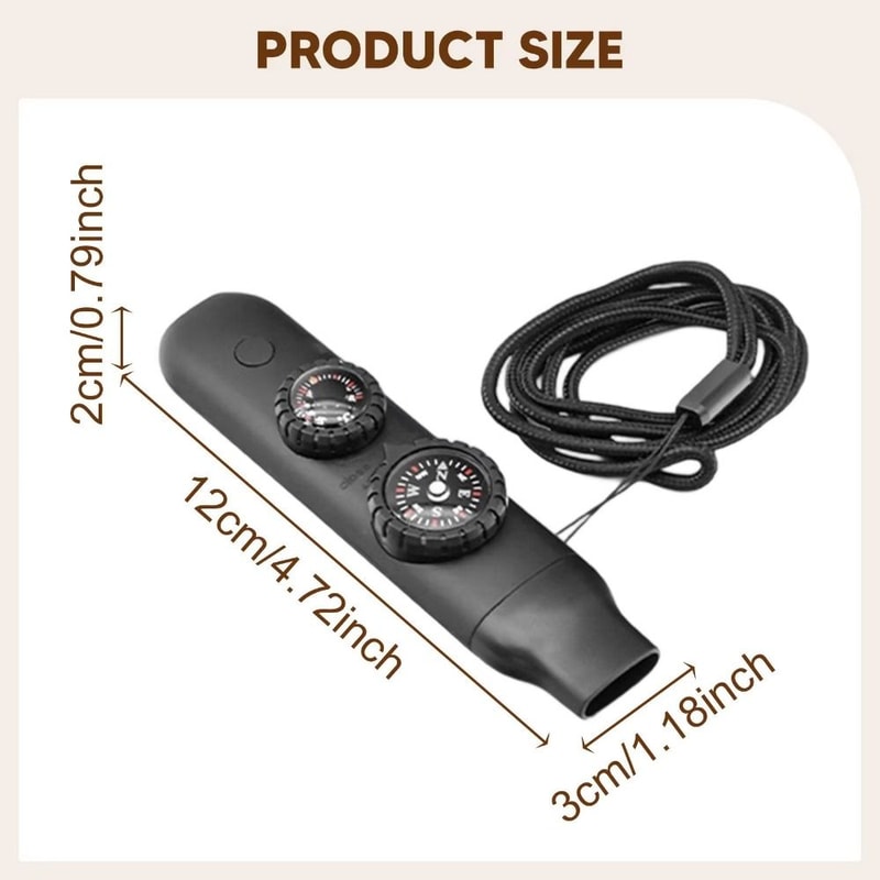 Emergency Survival Whistle with Compass Flashlight High Decibel Safety Tool