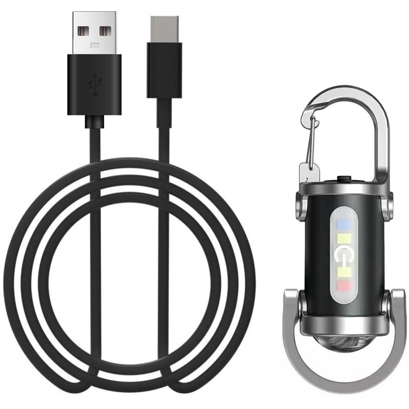 Rechargeable COB Keychain Flashlight With Hook Compact Pocket Flashlight For Camping Emergency Use 0