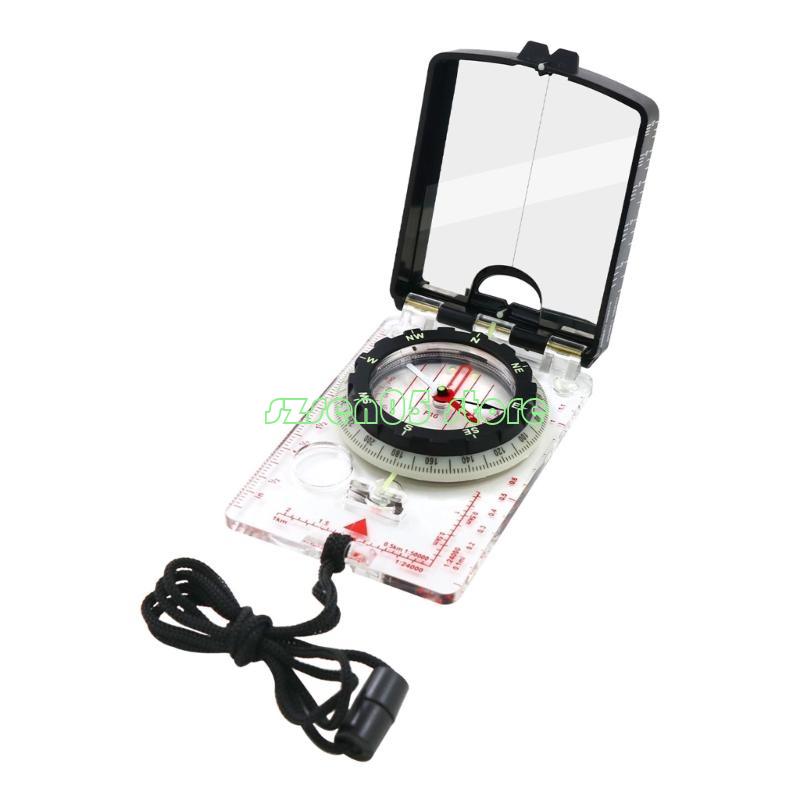 Adjustable Declination Orienteering Compass with Map Scale & Neck Strap for Hiking and Navigation