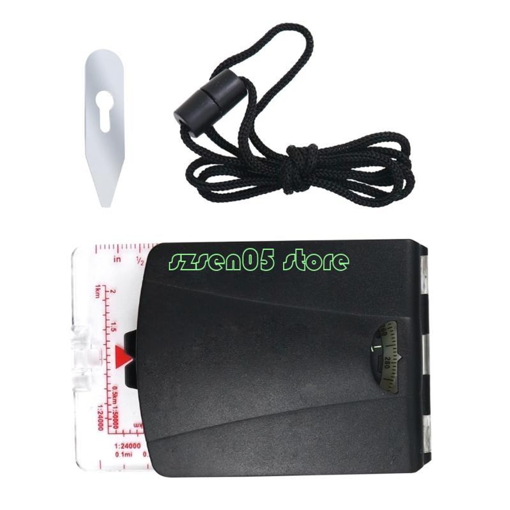 Adjustable Declination Orienteering Compass with Map Scale & Neck Strap for Hiking and Navigation