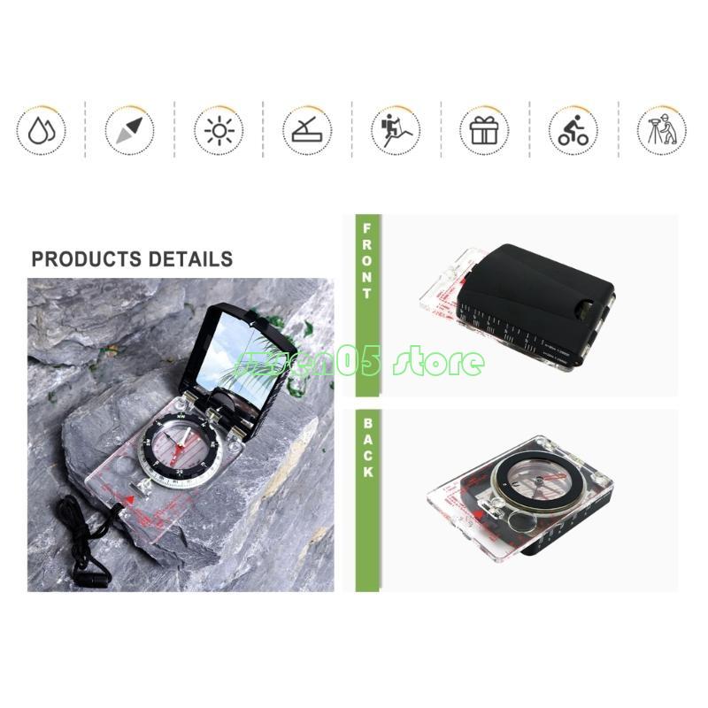 Adjustable Declination Orienteering Compass with Map Scale & Neck Strap for Hiking and Navigation