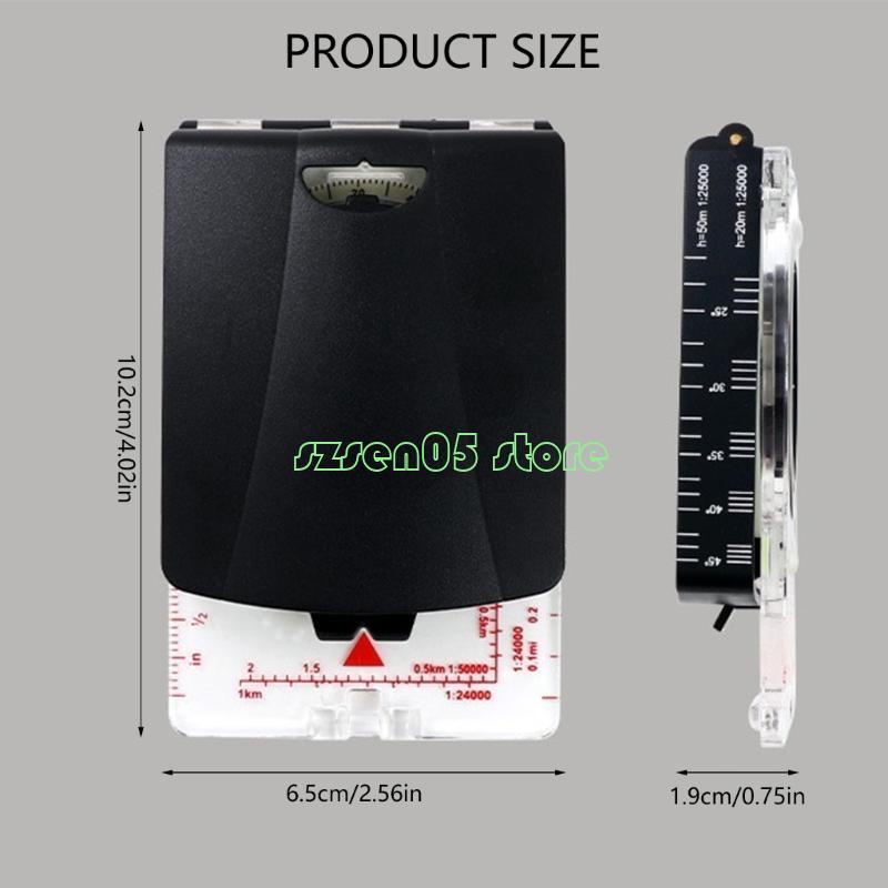 Adjustable Declination Orienteering Compass with Map Scale & Neck Strap for Hiking and Navigation
