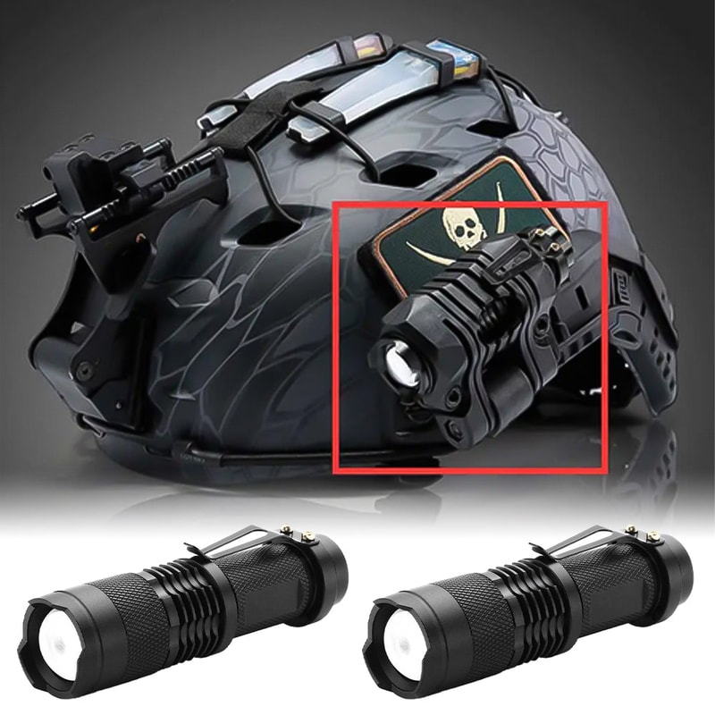 Tactical LED Helmet Flashlight Zoom Aluminum Alloy Work Light for Outdoor and Hands Free Use