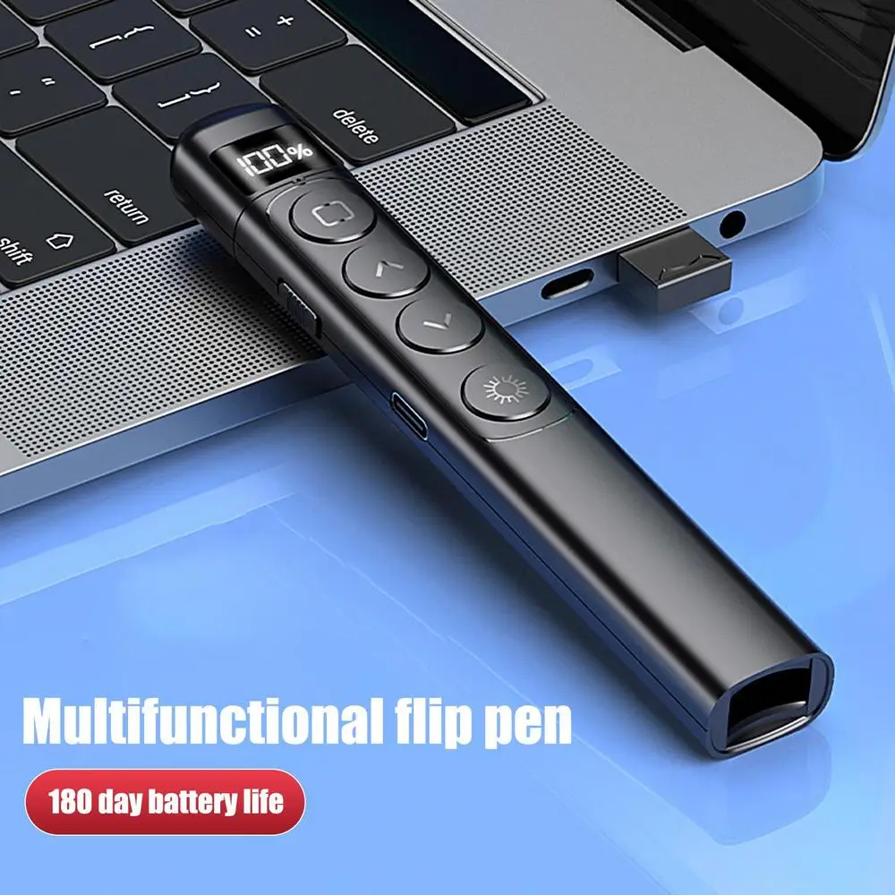 Wireless Presentation Clicker with Hyperlink Control and Red Laser Pointer for PowerPoint Slides