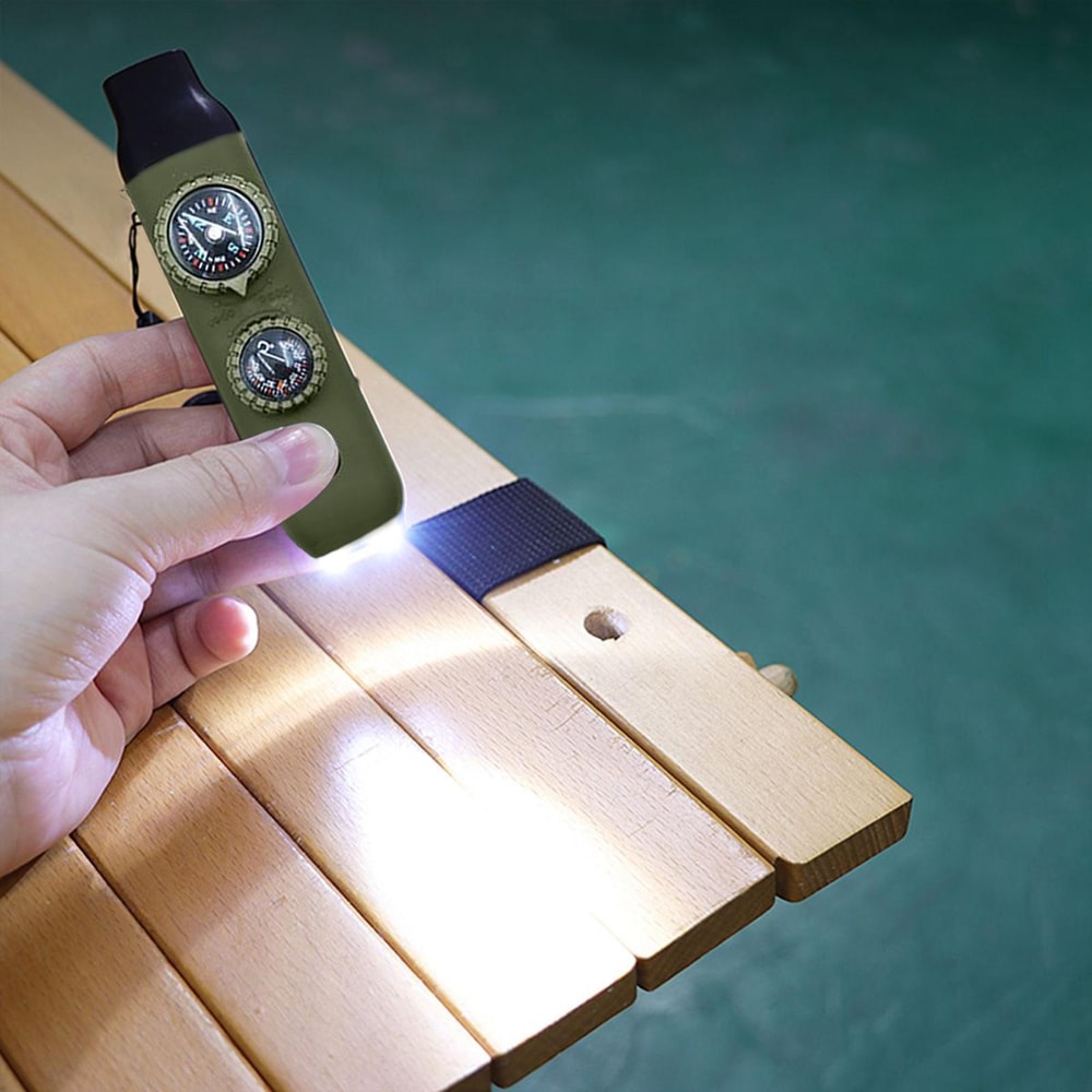 Emergency Survival Whistle with LED Compass and Thermometer for Hiking Camping Safety Gear