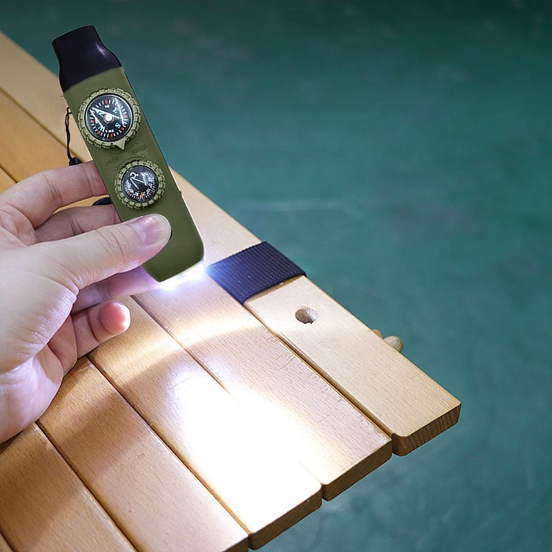 Emergency Survival Whistle with LED Compass and Thermometer for Hiking Camping Safety Gear