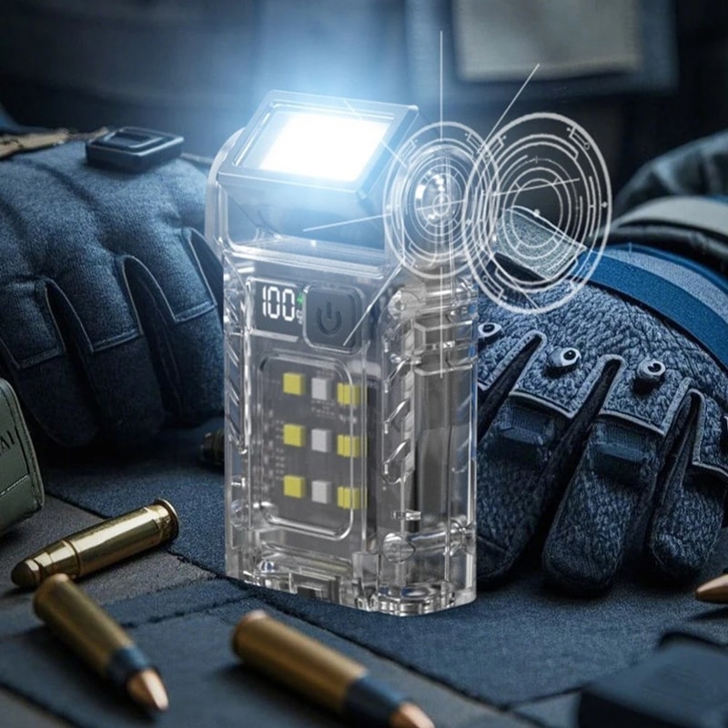 USB Rechargeable Mini LED Flashlight with Magnetic Base and COB Work Light