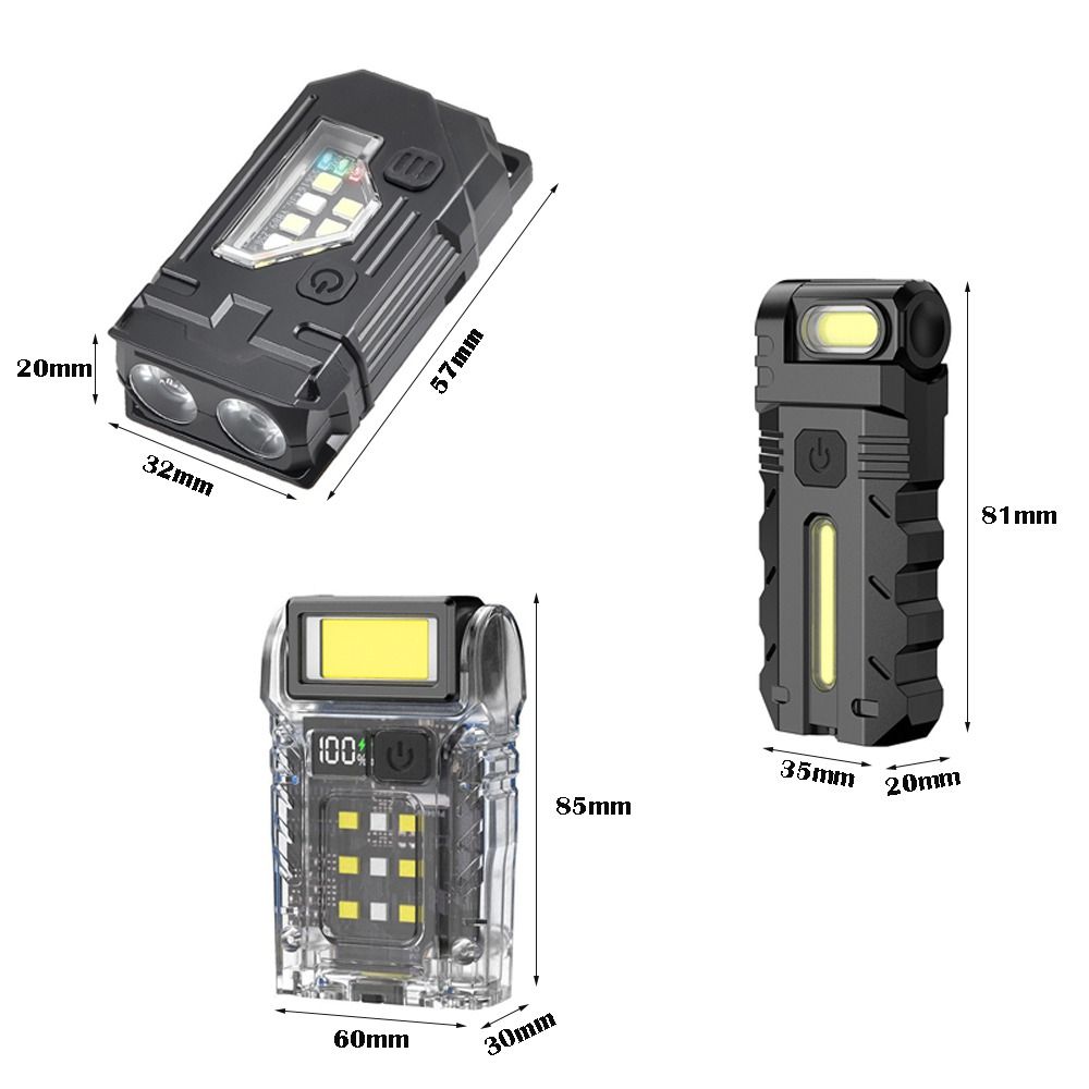 USB Rechargeable Mini LED Flashlight with Magnetic Base and COB Work Light