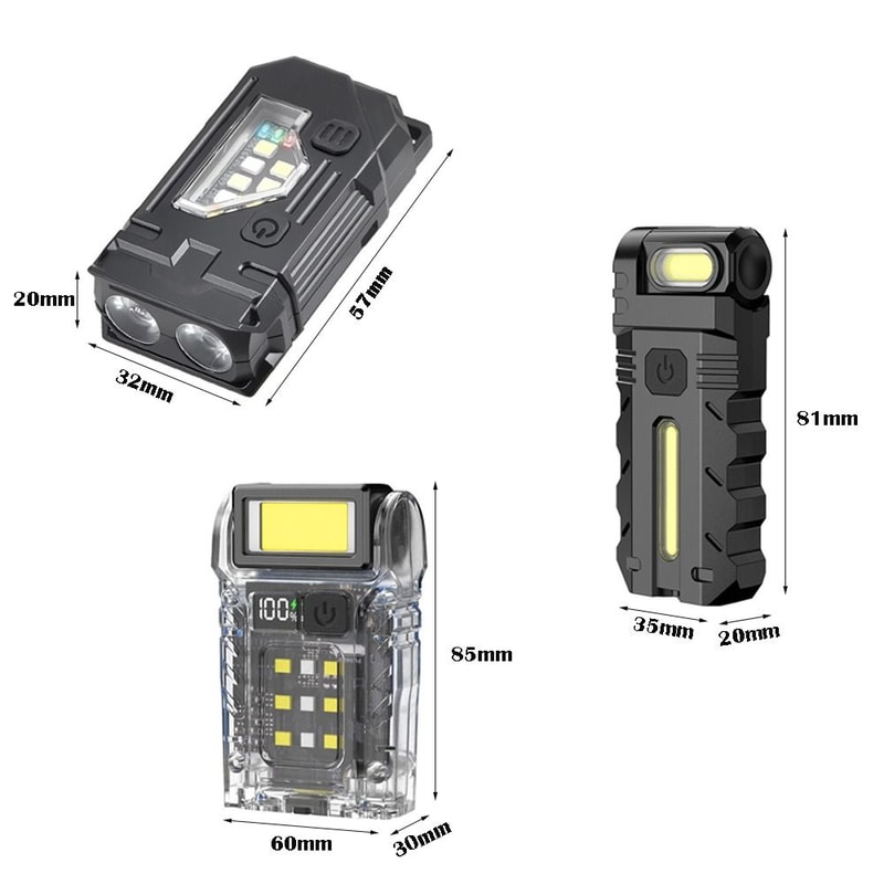 USB Rechargeable Mini LED Flashlight with Magnetic Base and COB Work Light