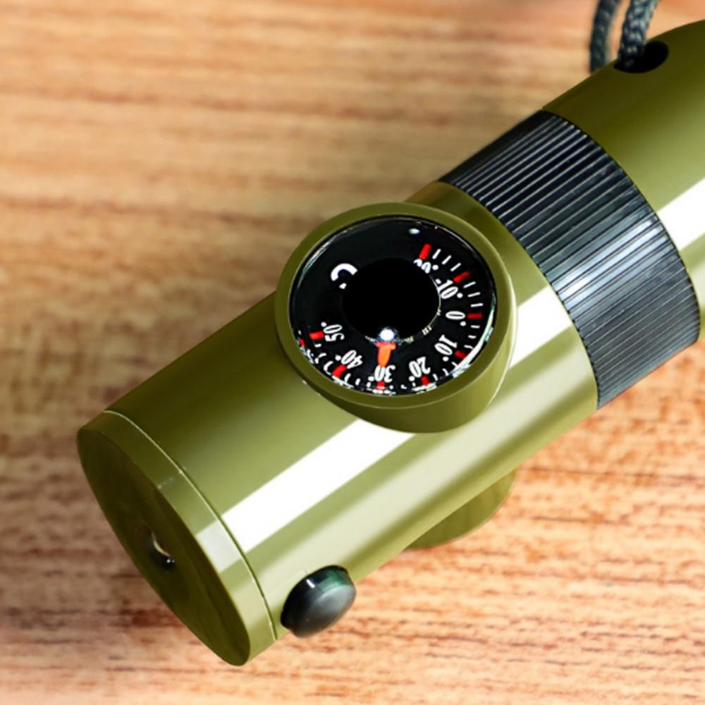 All-in-One Emergency Survival Whistle Compass Tool for Hiking and Camping Safety