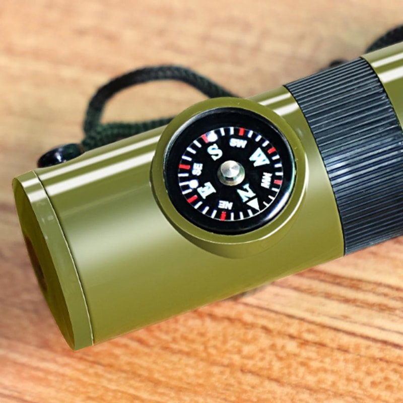 All-in-One Emergency Survival Whistle Compass Tool for Hiking and Camping Safety