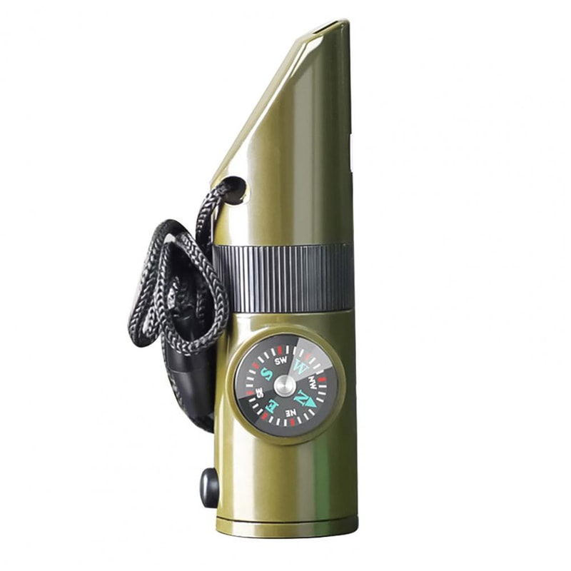 All-in-One Emergency Survival Whistle Compass Tool for Hiking and Camping Safety