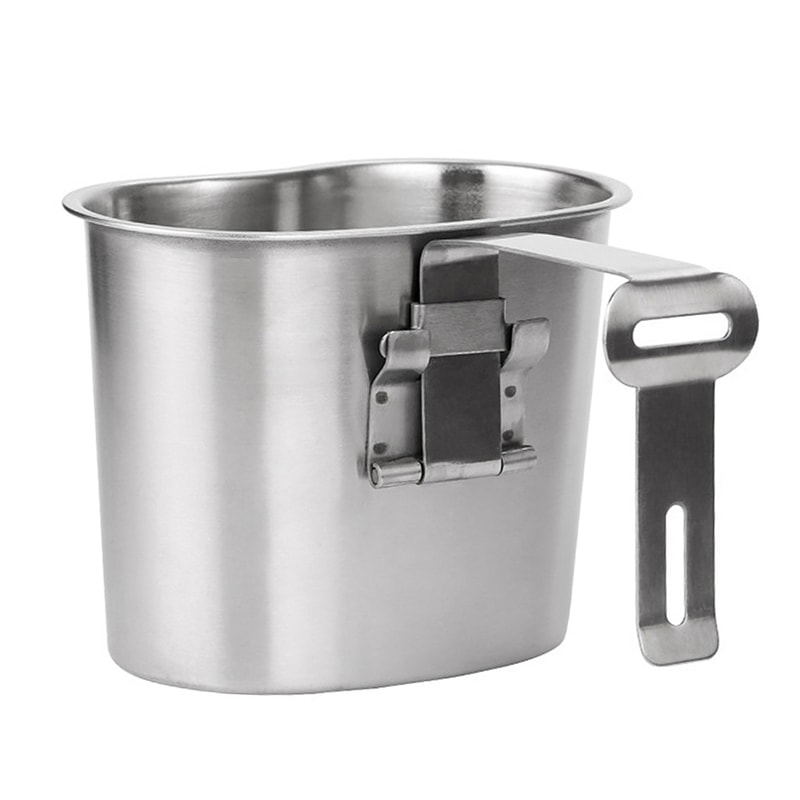 Stainless Steel Camping Canteen Cup Set Tactical Mess Kit with Cover for Hiking and Backpacking