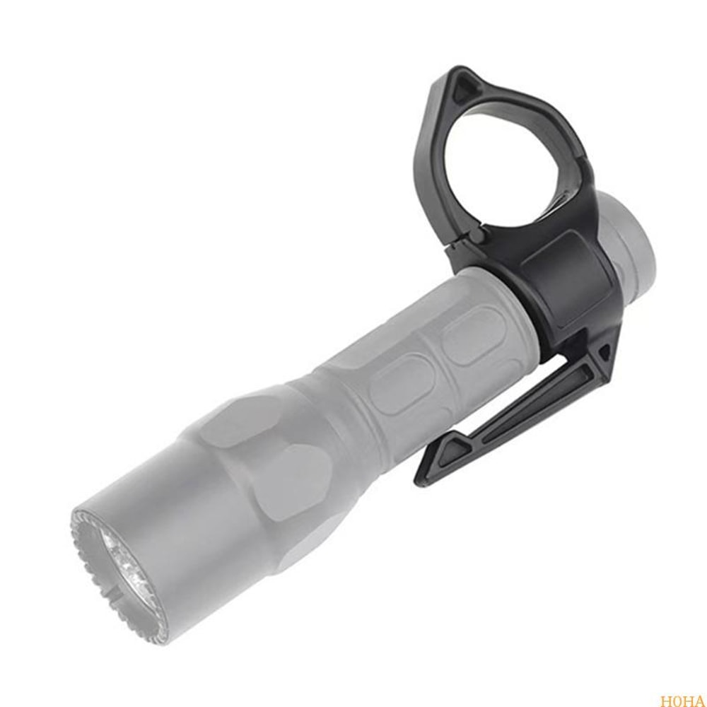 Tactical Flashlight Ring Holder with Pocket Clip Grip for Outdoor EDC Carry